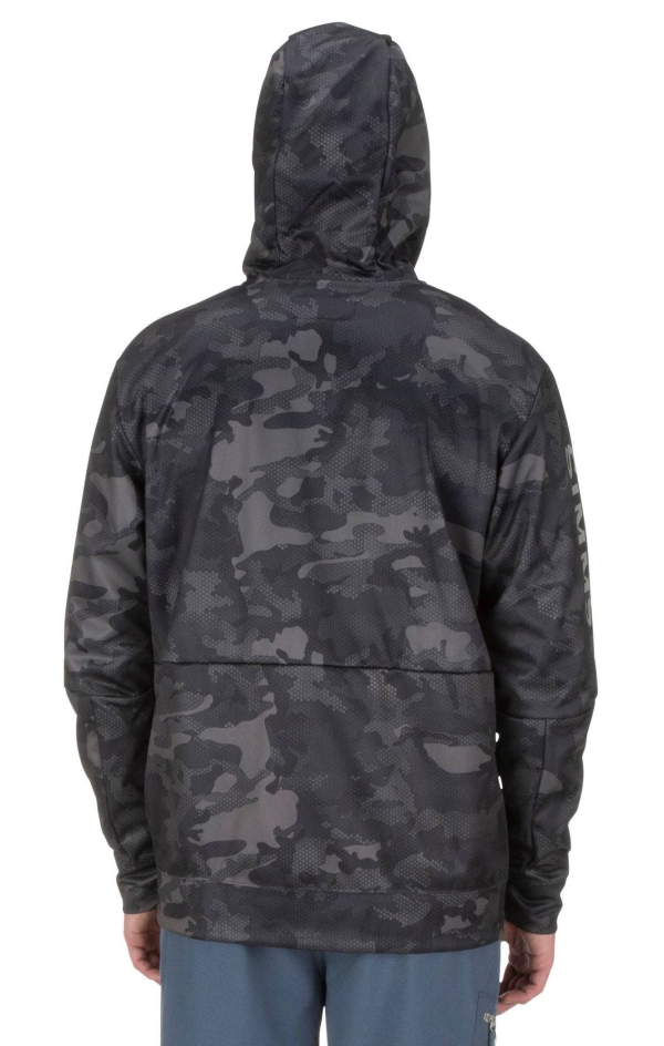 Simms Challenger Hoody Full Zip Hex Flo Camo Carbon Model Back Simms Challenger Hoody Full Zip Hex Flo Camo Carbon Model Back